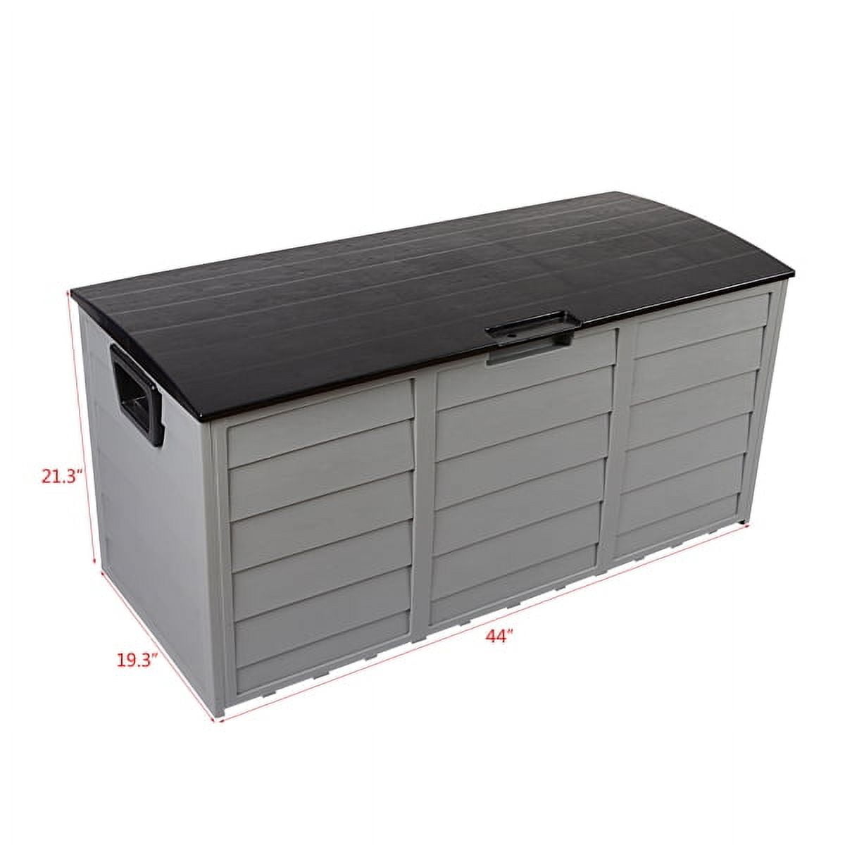75 Gallon Deck Box Deck for Outside, Patio Large Storage Cabinet, Waterproof Storage Chest on Wheels for Christmas Gift, Garden Tools, Kids' Toys,Brown,260L