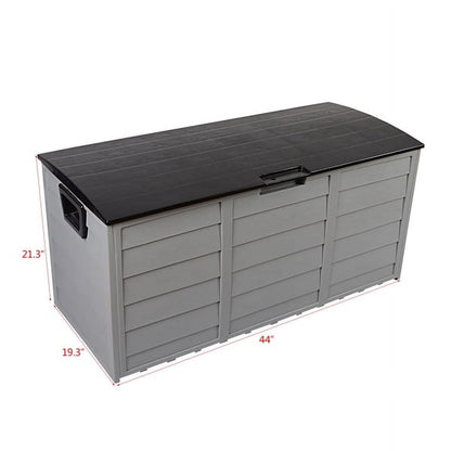 75 Gallon Deck Box Deck for Outside, Patio Large Storage Cabinet, Waterproof Storage Chest on Wheels for Christmas Gift, Garden Tools, Kids' Toys,Brown,260L