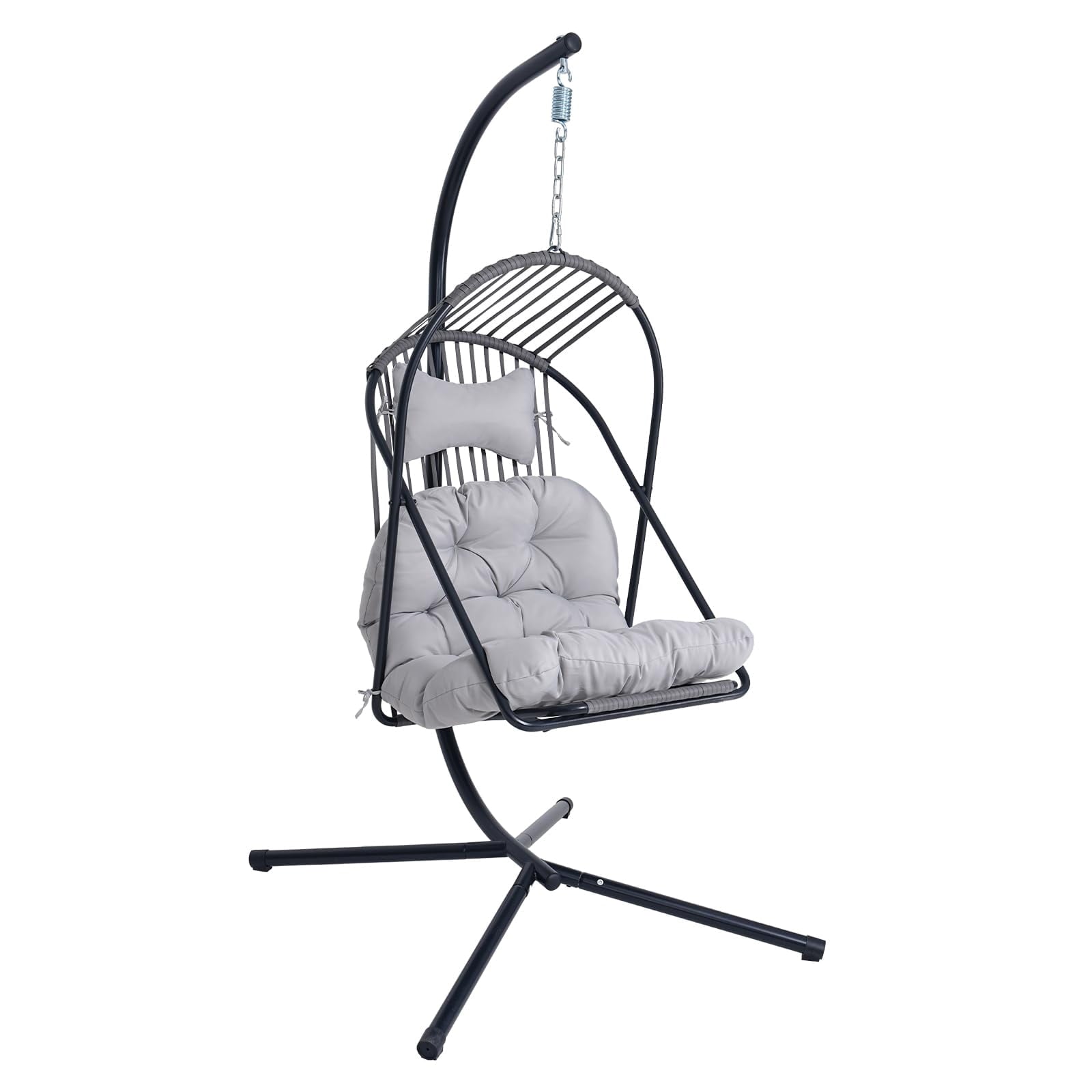 Hanging Egg Chair wth Stand Patio Hammock Swing Chair with Stand Canopy Indoor/Outdoor Collapsible Minimalist, Easy to Store, Max Load Capacity 400lbs, for Garden, Bedroom, Living Room