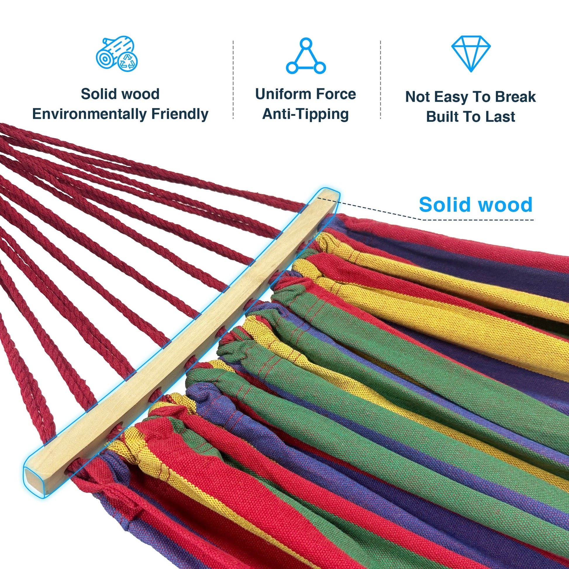 KEESTP Comfortable 2 Person Hammock with Stand, Portable Detachable Brazilian Hammock, 450lb Capacity - Tropical