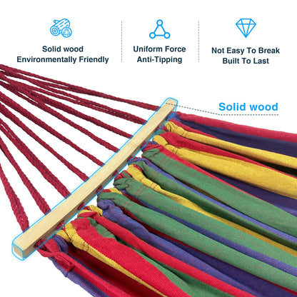 KEESTP Comfortable 2 Person Hammock with Stand, Portable Detachable Brazilian Hammock, 450lb Capacity - Tropical