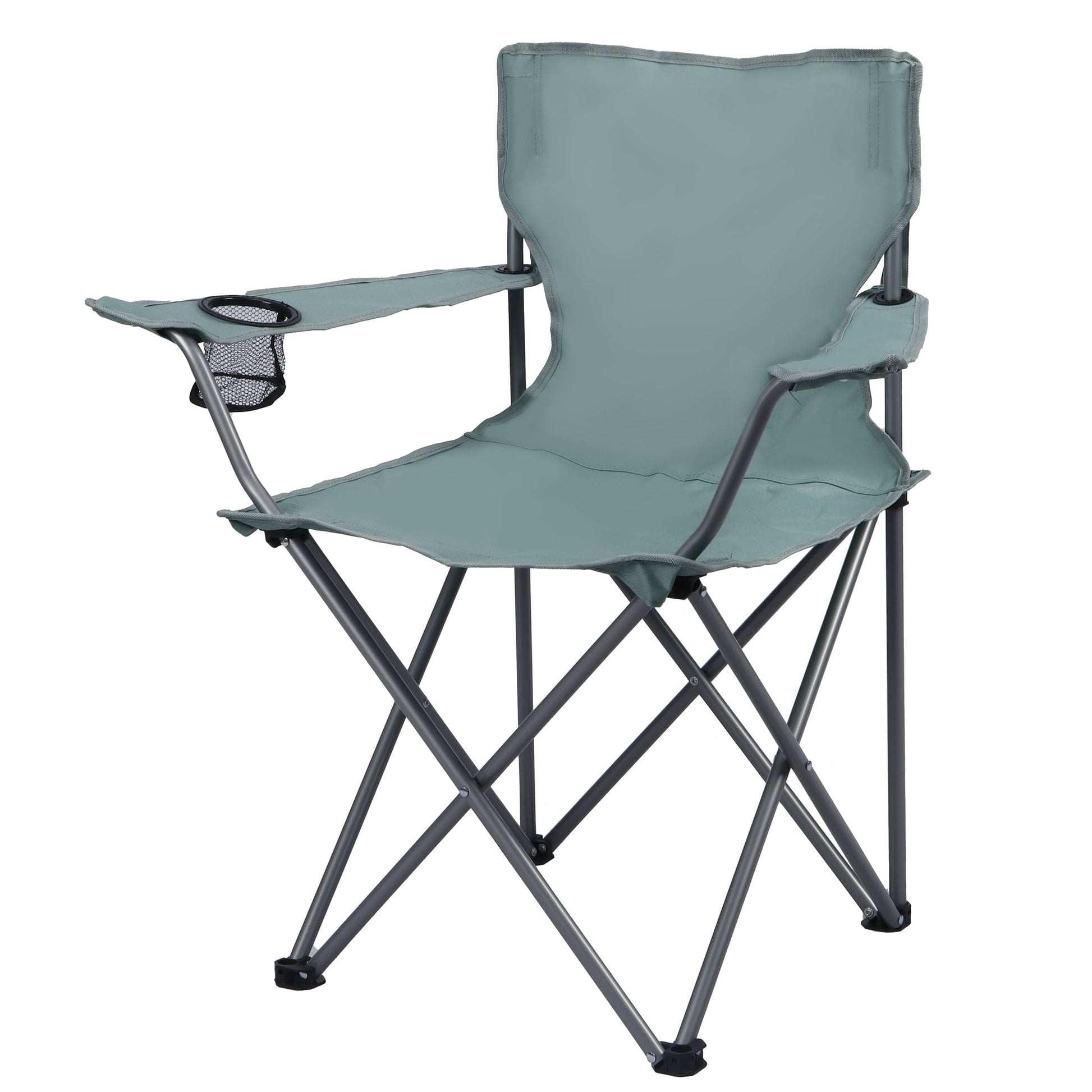 Ozark Trail Basic Quad Folding Outdoor Adult Camp Chair with Cup Holder, Green Goddess