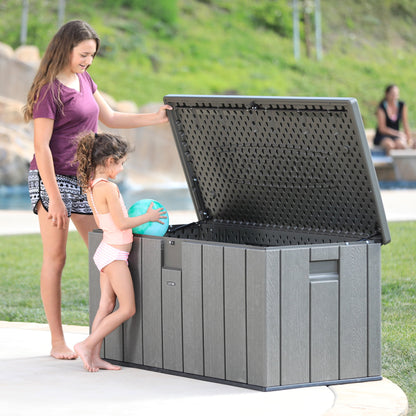 Lifetime New Outdoor Polyethylene Deck Box and Bench 150 Gal. Capacity, Brown (60251)