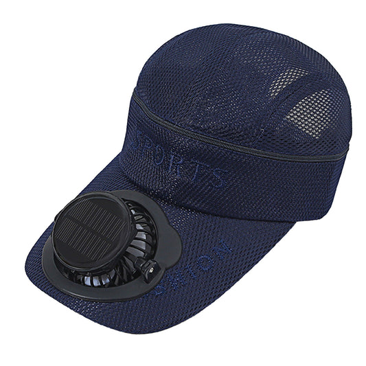 Adults Mesh Baseball Cap Fishing Beach Hats with Solar Fan, Summer UV Protection Sun Hat, Solar Powered/USB Charging Sunhat or Hiking Fishing Golf