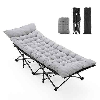 Betcozy Camping Cot, Portable Folding Bed Cot for Rest, 1200D Double Layer Oxford, Gray