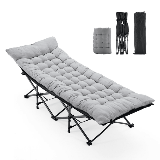 Betcozy Camping Cot, Portable Folding Bed Cot for Rest, 1200D Double Layer Oxford, Gray