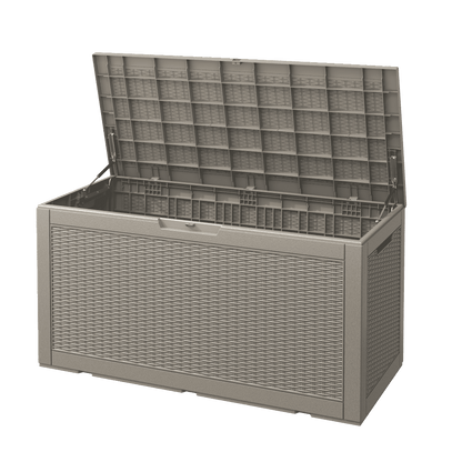 Bifanuo 100 Gallon Resin Deck Box, Lockable Outdoor Storage Container, Water Resistant for Patio Cushions