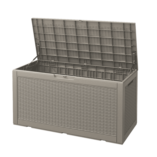 Bifanuo 100 Gallon Resin Deck Box, Lockable Outdoor Storage Container, Water Resistant for Patio Cushions