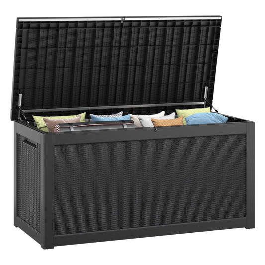 Bifanuo 260 Gallon Resin Deck Box with Built-in Steel Beams, Large Weatherproof and UV Resistant Indoor & Outdoor Storage Box for Patio Cushions, Pool Supplies, Patio Furniture
