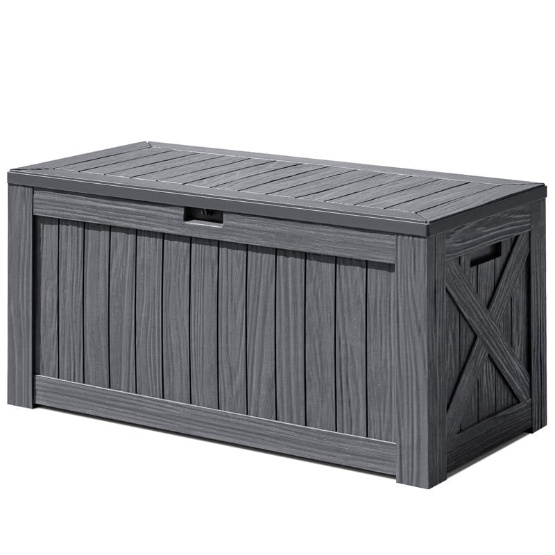 Devoko 122 Gallon Outdoor Patio Box Deck Plastic Resin Storage Box Backyard, Dark Grey
