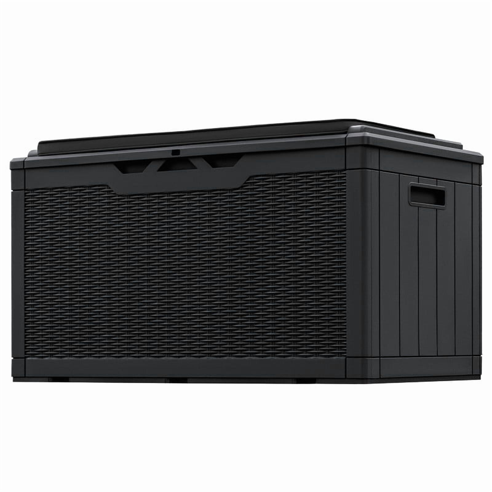 Devoko 105 Gallon Resin Deck Box Outdoor Lockable Storage Bench with Cushions Waterproof Storage Box,Black