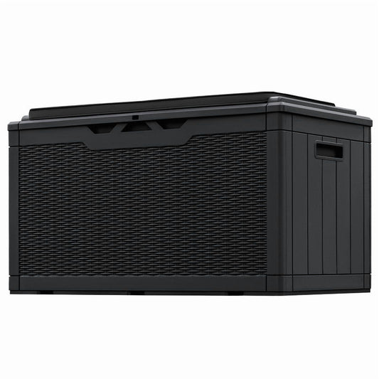 Devoko 105 Gallon Resin Deck Box Outdoor Lockable Storage Bench with Cushions Waterproof Storage Box,Black