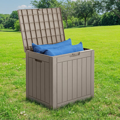 Dextrus 31 Gallon Weatherproof Resin Deck Box, Lockable Outdoor Storage Container, Heavy-Duty Patio Organizer for Cushions, Garden Tools, Poolside Supplies and Sports Gear, Brown