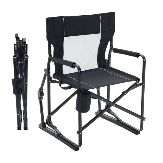 EDX Folding Camping Chair, Padded High Back, Adjustable Lumbar Support, Extra Wide for Adults, 500 lbs Steel Frame, Portable Outdoor, Black