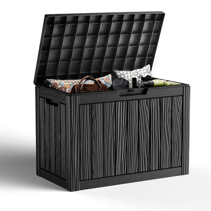 EasyUp 45 Gallon Resin Deck Box, Lockable Patio Outdoor Storage Box for Furniture, Garden Tools and Tools Storage, Waterproof Outside Storage Boxes(Black)