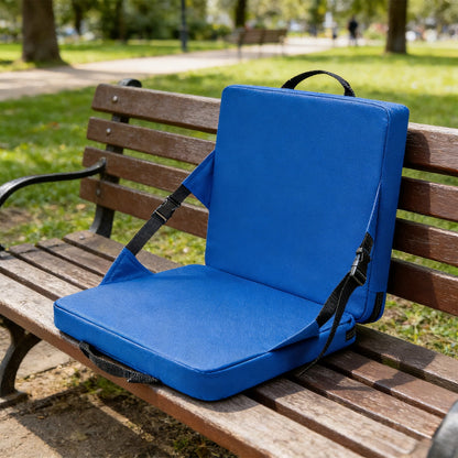 Foldable Seat Cushion, Portable Outdoor Seat Pad, Stadium Bleachers Camping Picnic Waterproof Foldable Cushion with Handle, Comfortable Thick Foam Padding, Durable High-Density Fabric, Blue Color