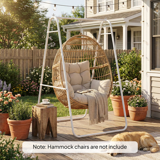 Hammock Chair Stand Only Heavy Duty Solid Steel A-Frame for Hanging Hammock, Egg Chair, Max Load 330 LBS, White
