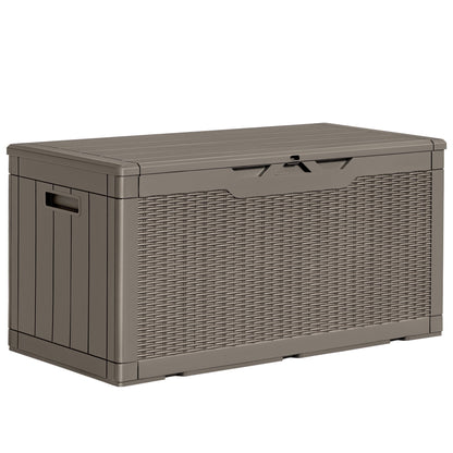 Homall 100 Gallon Outdoor Box Deck Plastic Resin Storage Box, Brown