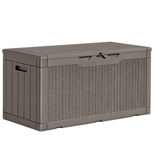 Homall 100 Gallon Outdoor Box Deck Plastic Resin Storage Box, Brown