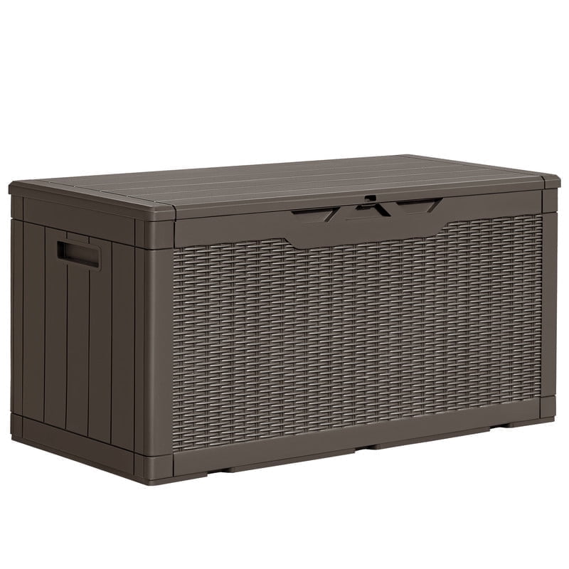 Homall 100 Gallon Outdoor Box Deck Plastic Resin Storage Box, Dark Brown