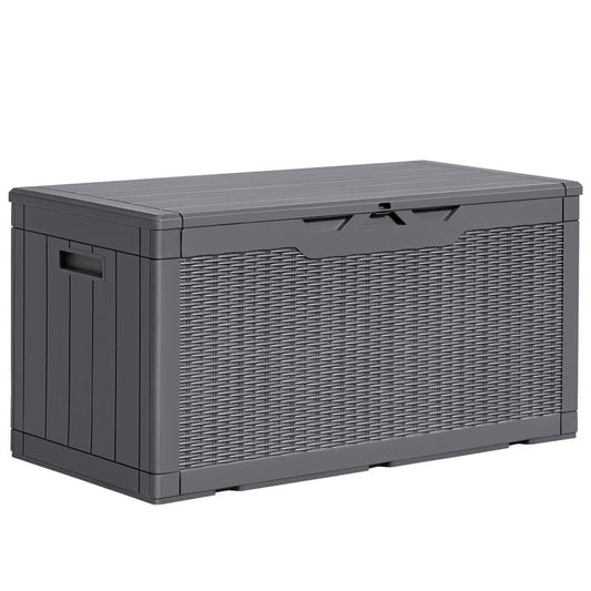 Homall 100 Gallon Outdoor Box Deck Plastic Resin Storage Box, Gray