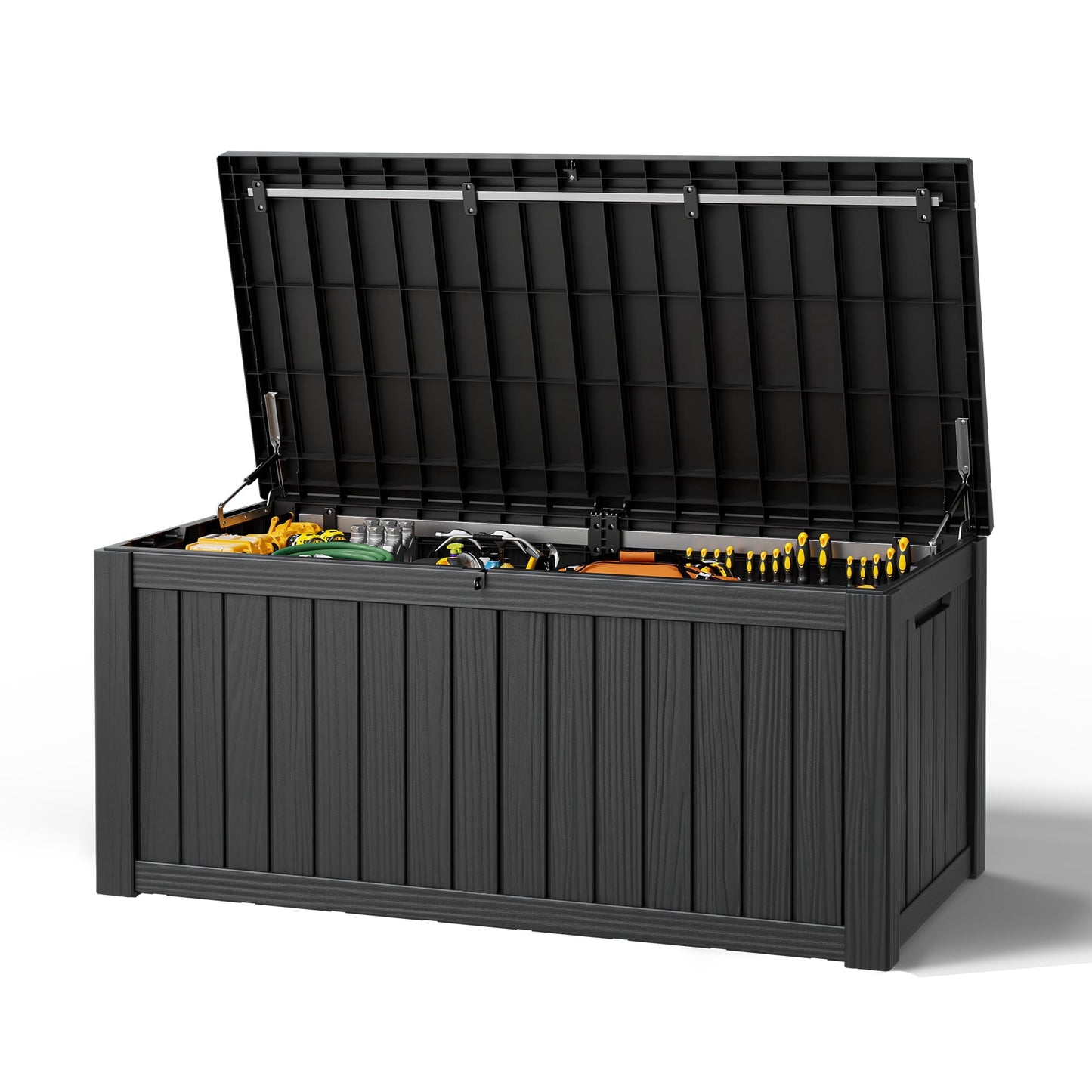 Nihsuao 130 Gallon Resin Deck Box, Lockable Outdoor Storage Container, Waterproof Storage Box for Patio Furniture Cushions, Black
