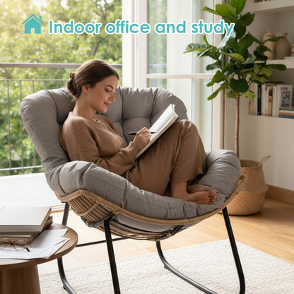 OKYUK Swing Egg Chair Cushion, Waterproof Rocking Chair Pad, Oversized Hammock Chair Pad, Multifunctional Wicker Egg Lounge Chair Soft Cushion Indoor Outdoor, Gray