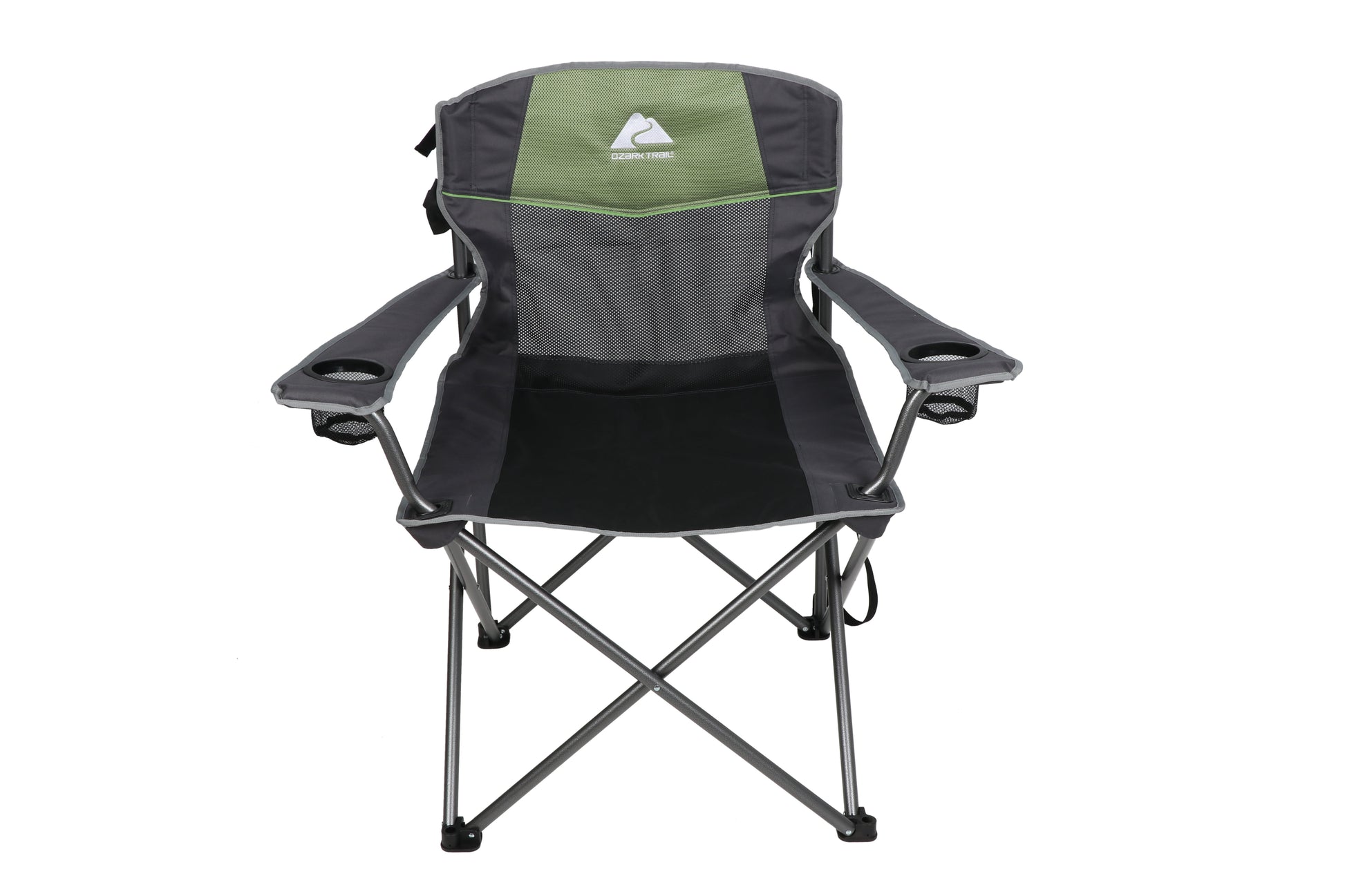 Ozark Trail Oversized Big and Tall Camp Chair with Cup Holders, Green, Adult