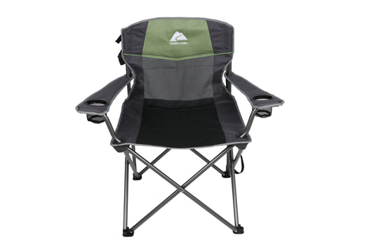Ozark Trail Oversized Big and Tall Camp Chair with Cup Holders, Green, Adult