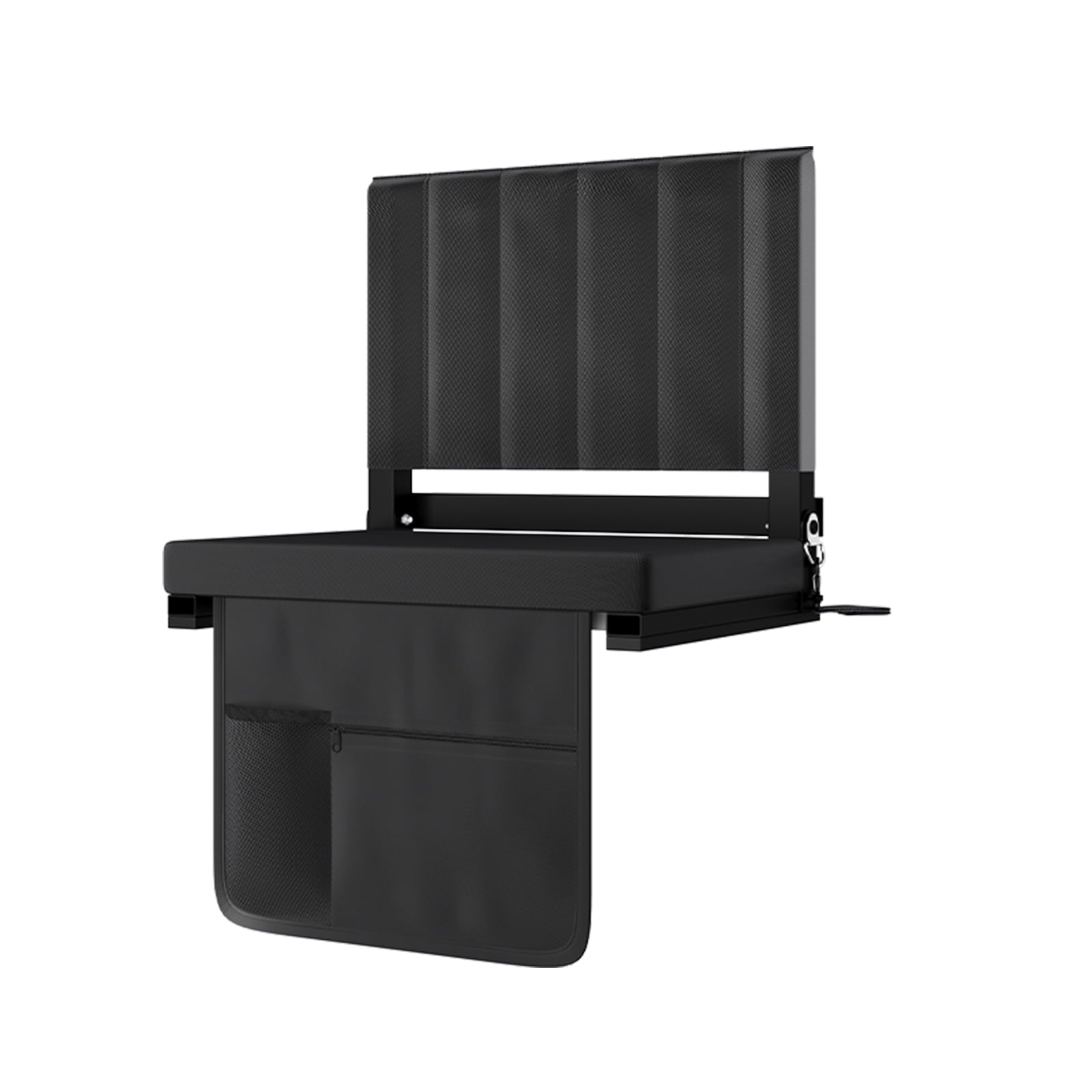 Portable Stadium Seat with Back Support, Folding Bleacher Chair with Cushion, Cup Holders, Storage Pockets – Ideal for Sports Events, Camping & Picnics (Black)