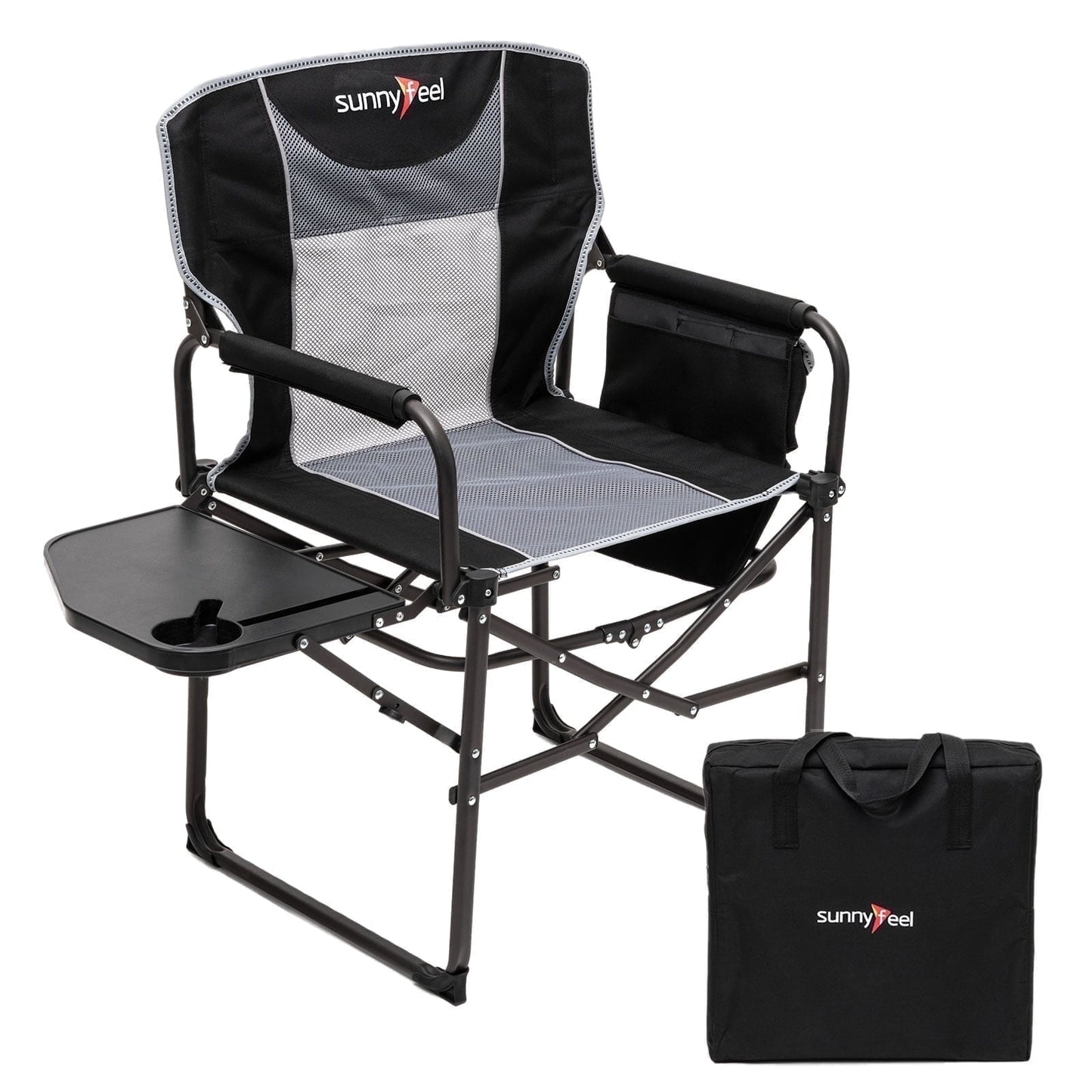 Sunnyfeel Camping Directors Chair, Heavy Duty, Oversized Portable Folding Chair with Side Table, Pocket for Beach, Fishing, Trip, Picnic, Lawn, Concert Outdoor Foldable Camp Chairs