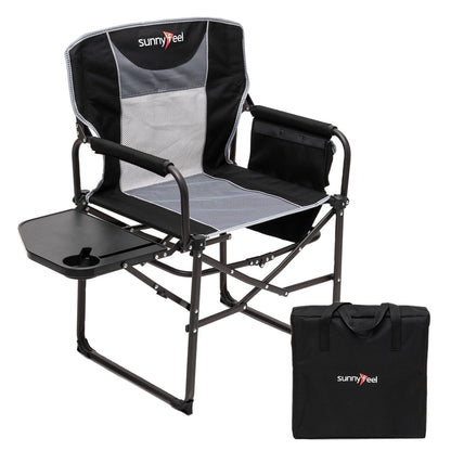 Sunnyfeel Camping Directors Chair, Heavy Duty, Oversized Portable Folding Chair with Side Table, Pocket for Beach, Fishing, Trip, Picnic, Lawn, Concert Outdoor Foldable Camp Chairs