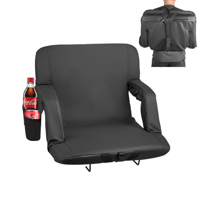 VEVOR Stadium Seat, 6 Adjustable Angle Bleacher Chair, 2.9'' Cushion Stadium Seat with Back Support and Armrest, Wide Bleacher Chair with Hook Pocket Cupholder for Picnics, Beach Sports, and Gaming