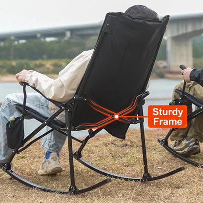 SUNSPIRE Folding Rocking Camping Chair 2-Pack, Heavy Duty Padded Rocker with High Back Hard Armrests for Outdoor Patio Garden