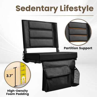 OUTMASTER Stadium Seat for Bleacher with Backrest. Portable for Good for Bleachers, Camping (Black)