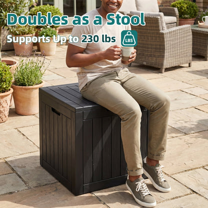 MINDYES 30 Gallon Deck Box, Outdoor Resin Storage Box, Waterproof Patio Lockable Outside Cushions, Black