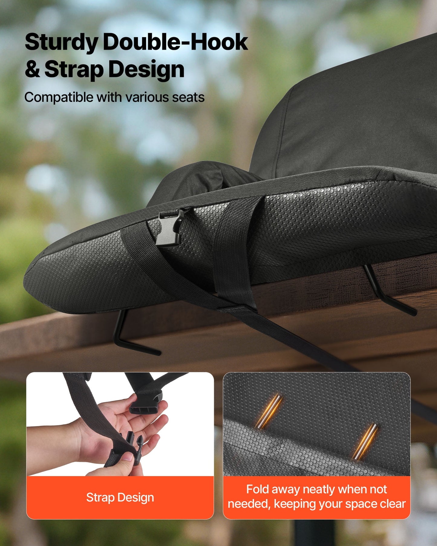 VEVOR Stadium Seat, 6 Adjustable Angle Bleacher Chair, 2.9'' Cushion Stadium Seat with Back Support and Armrest, Wide Bleacher Chair with Hook Pocket Cupholder for Picnics, Beach Sports, and Gaming