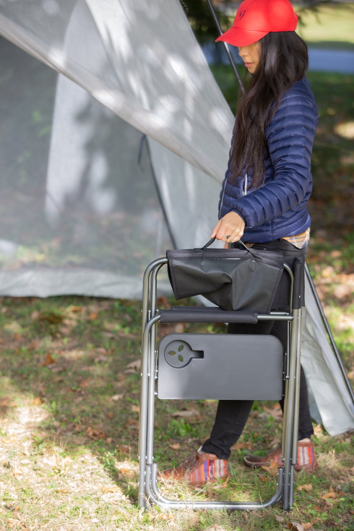 Ozark Trail Director Camp Chair with Side Pocket, Black