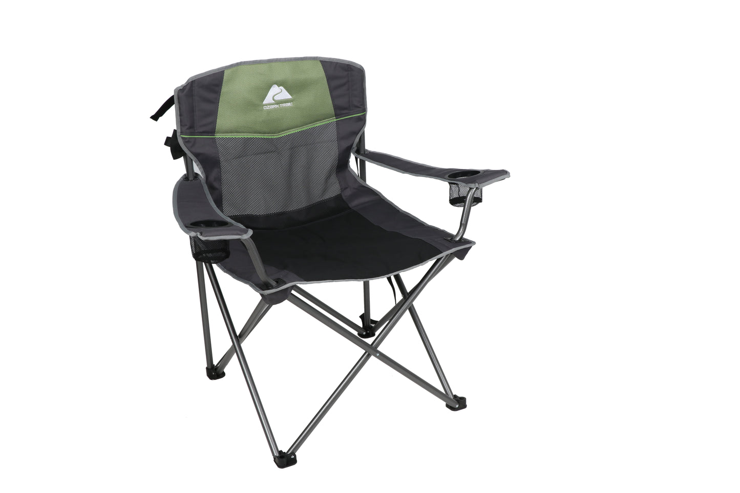 Ozark Trail Oversized Big and Tall Camp Chair with Cup Holders, Green, Adult