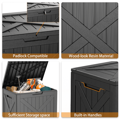 EasyUp 32 Gallon Resin Deck Box, Lockable Patio Outdoor Storage Box for Furniture, Garden Tools and Tools Storage, Waterproof Outside Storage Boxes