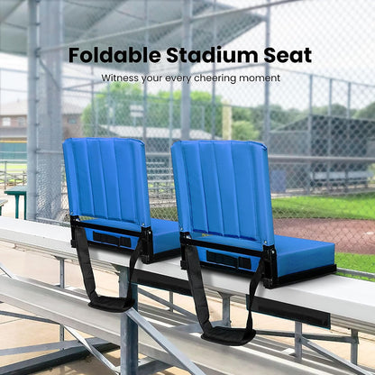 Portable Stadium Seat for Bleachers with Back Support, Folding Bleacher Chair with Cup Holder and Shoulder Strap