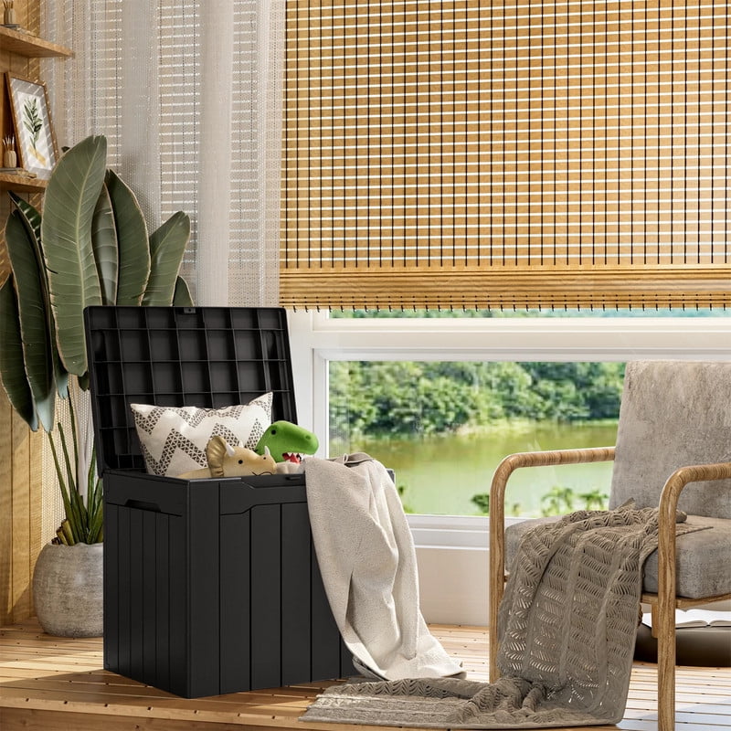 Devoko 32 Gallon Outdoor Resin Deck Box with Seat, Black