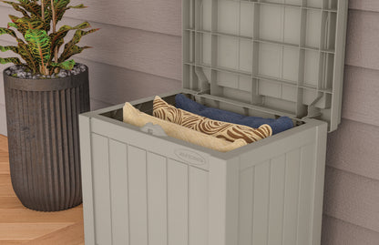 Suncast 22-Gal. Weather-Resistant Resin Outdoor Storage Deck Box and Bench, Light Taupe