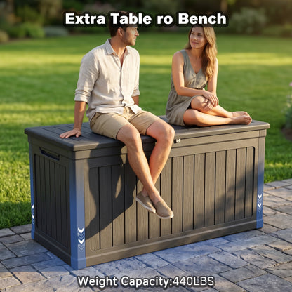 Cirui 260 Gallon Large Deck Box,Lockable Resin Outdoor Indoor Storage Box with Hundles,Waterproof UV Resistant Outside Deck Box for Patio Furniture Cushions, Pool Float,Garden Tool,Black