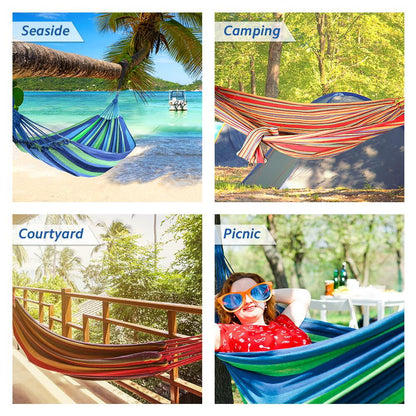 QUANFENG QF Hammock 2-Person Canvas Cotton Portable Camping Hammock, Support 440lbs, Red