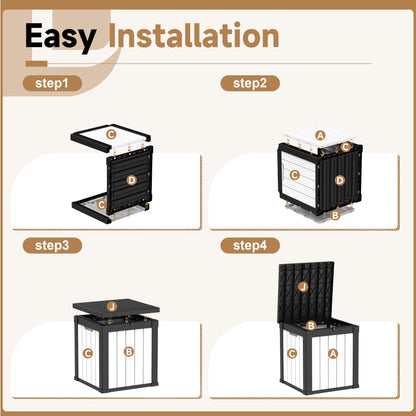 fazzn 50 Gallon Resin Deck Box Outdoor Indoor Waterproof Storage Box for Patio Furniture Pool Accessories Storage for Cushion Garden Tools (Black and White)