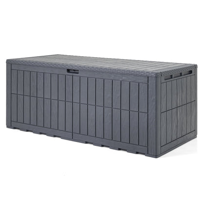 Costway 180 Gal Outdoor Deck Box, All-Weather Lockable Storage Bin with Lid and Handles Gray
