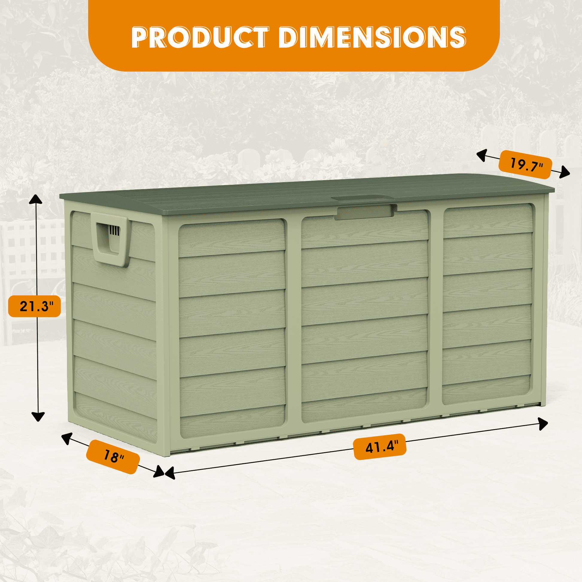 Marknig 75 Gallon Deck Box, Indoor Outdoor Storage Box for Patio Furniture, Pool Accessories, Garden Tools, Sports Equipment, Waterproof Resin Rattan Box with Lockable Lid and Side Handles, Green