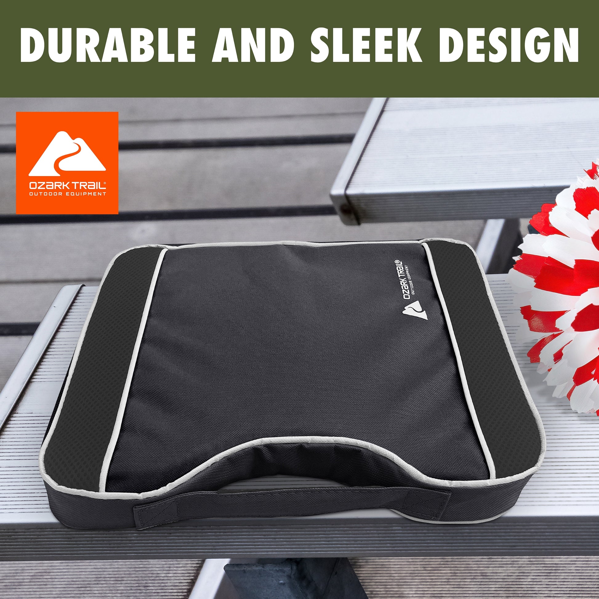 Ozark Trail Gray and Black Stadium Cushion