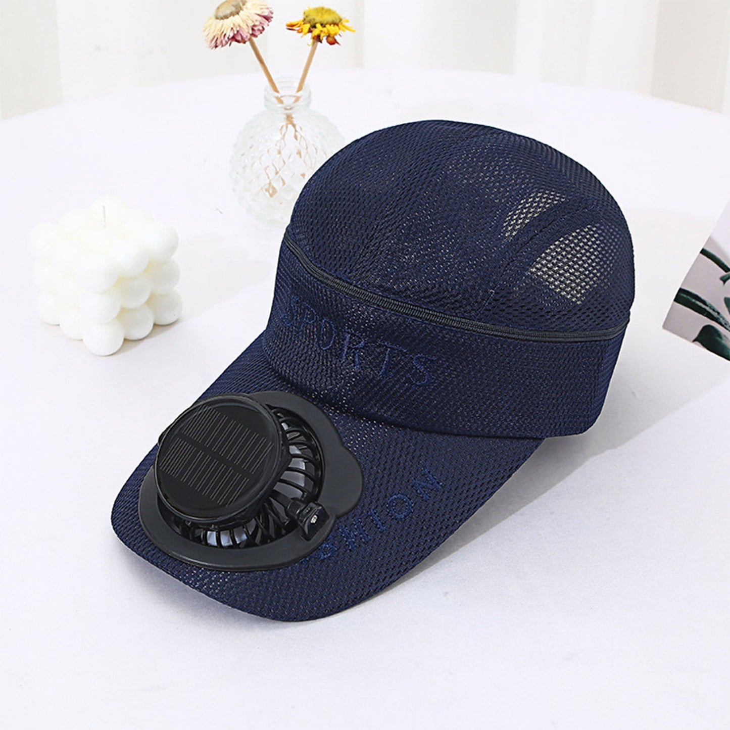 Adults Mesh Baseball Cap Fishing Beach Hats with Solar Fan, Summer UV Protection Sun Hat, Solar Powered/USB Charging Sunhat or Hiking Fishing Golf
